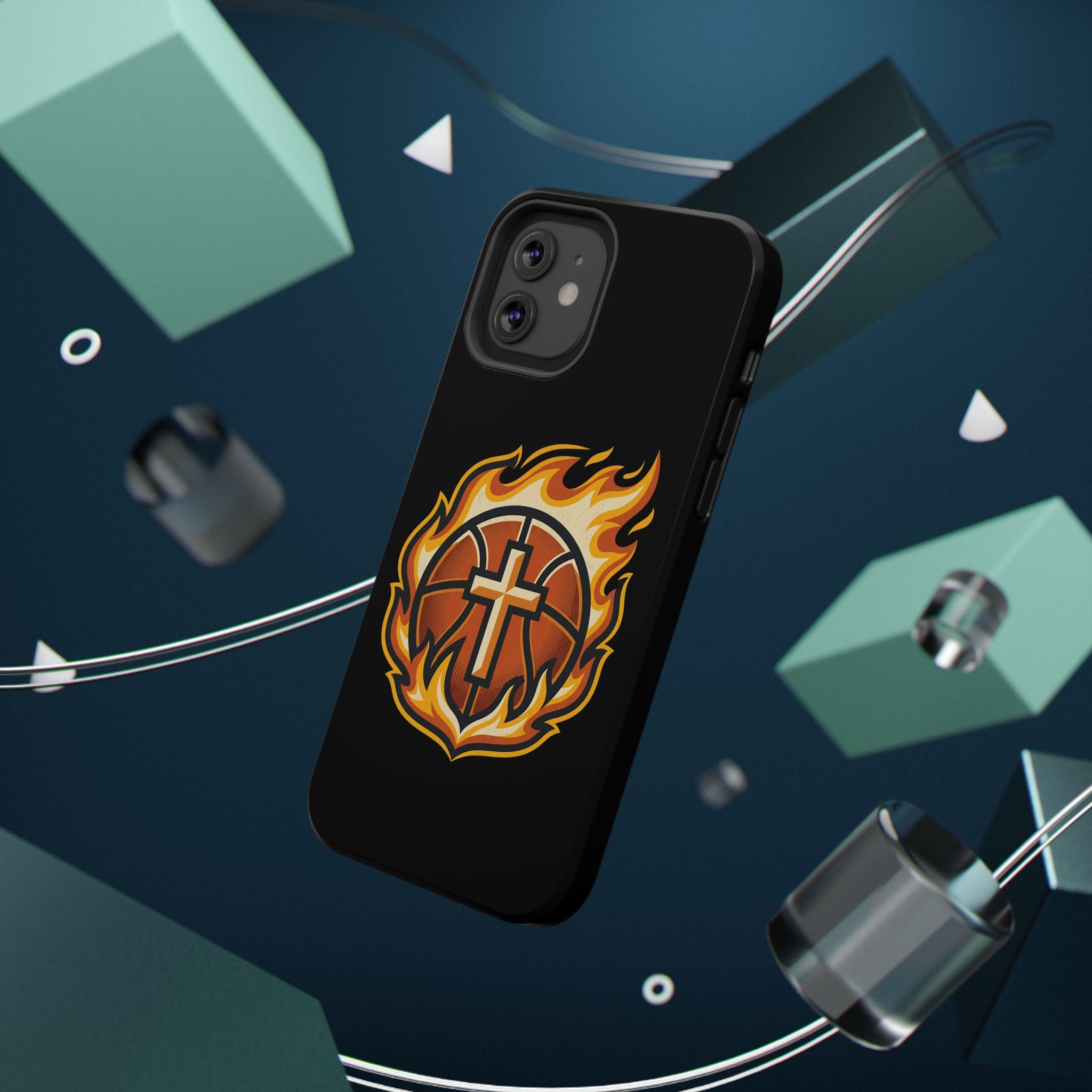 Basketball with cross and fire Impact-Resistant Cases