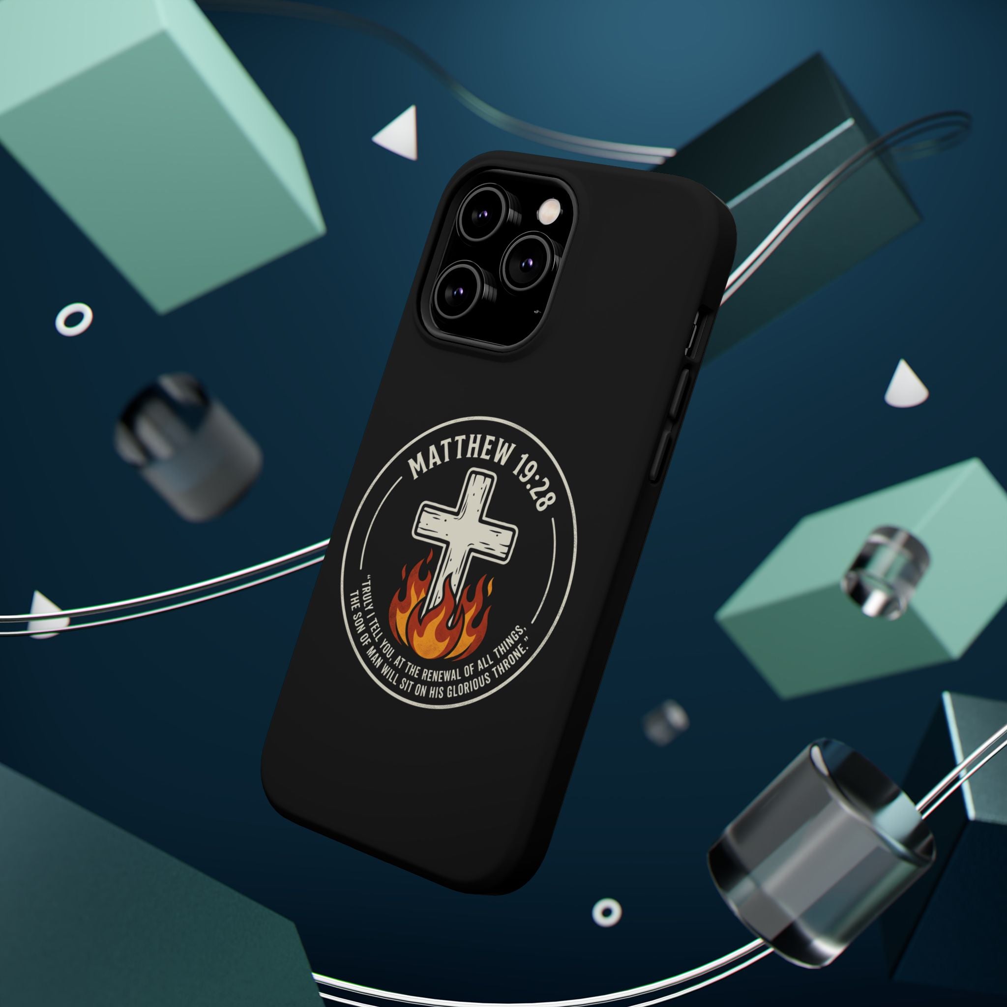 Matthew 19:28 with Cross Magnetic Impact-Resistant Cases