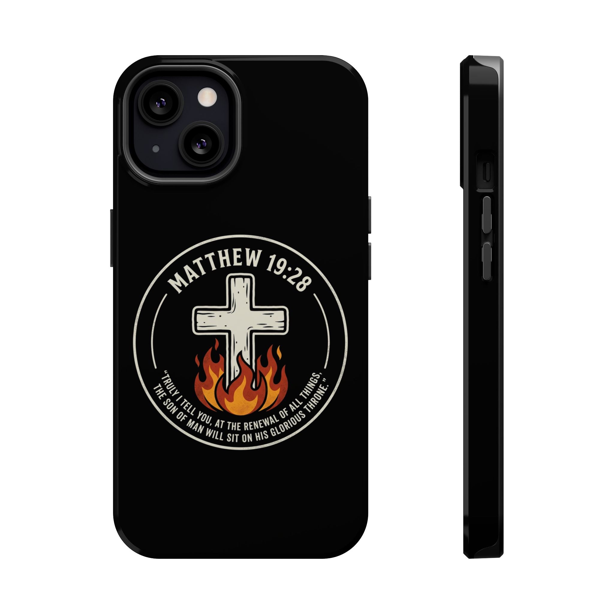 Matthew 19:28 with Cross Magnetic Impact-Resistant Cases