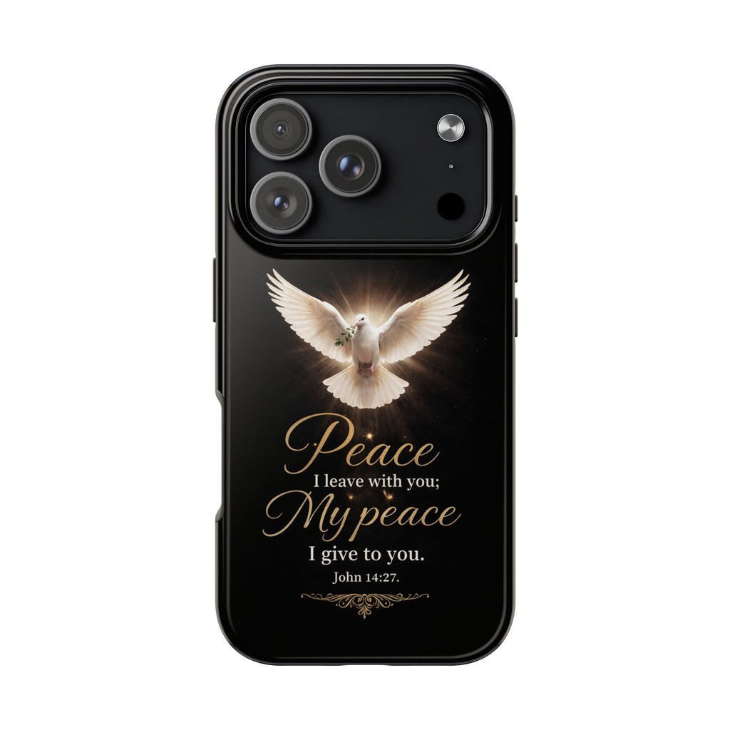 Dove with John 14:27 Tough Phone Cases