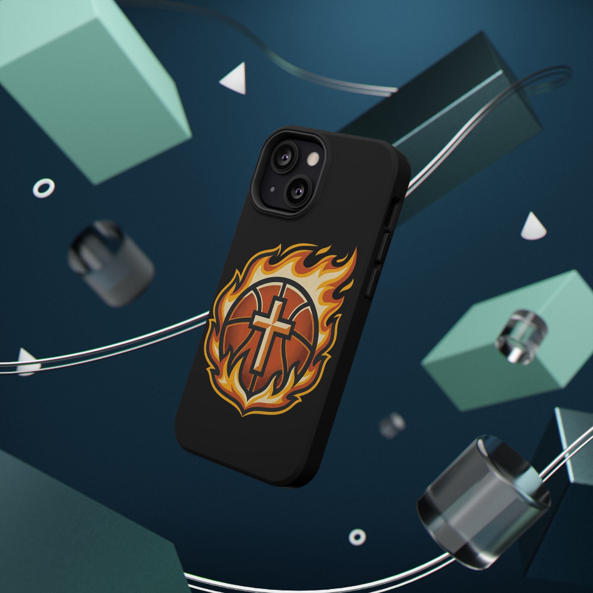 Basketball with cross and fire Impact-Resistant Cases