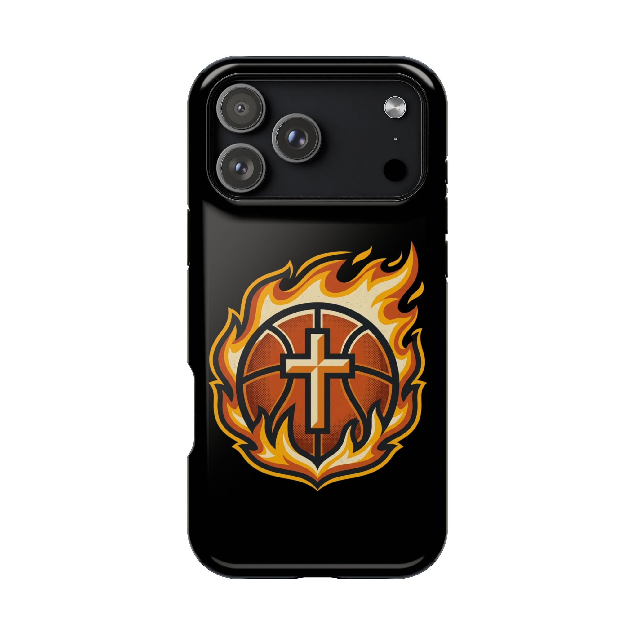 Basketball with cross and fire Impact-Resistant Cases