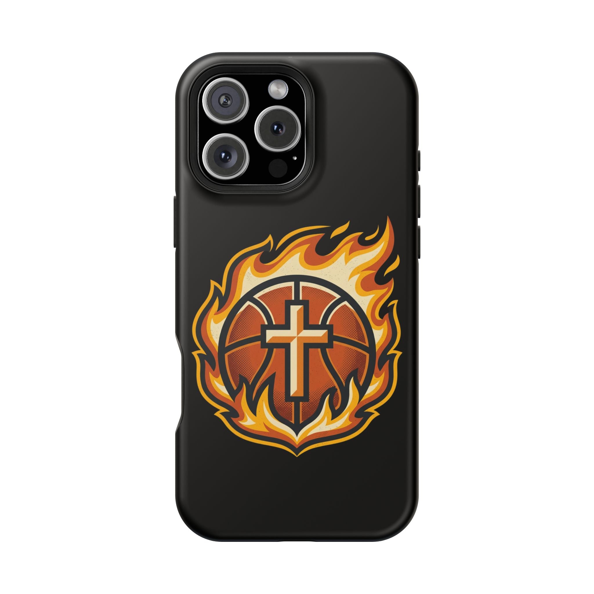 Basketball with cross and fire Impact-Resistant Cases