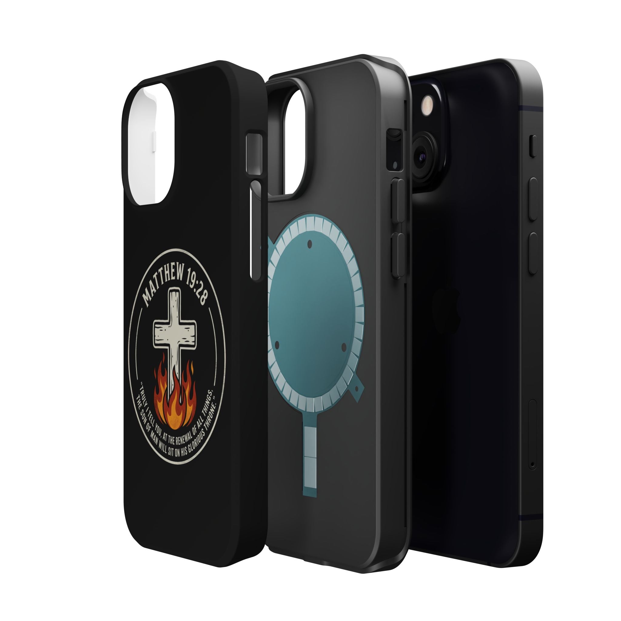 Matthew 19:28 with Cross Magnetic Impact-Resistant Cases