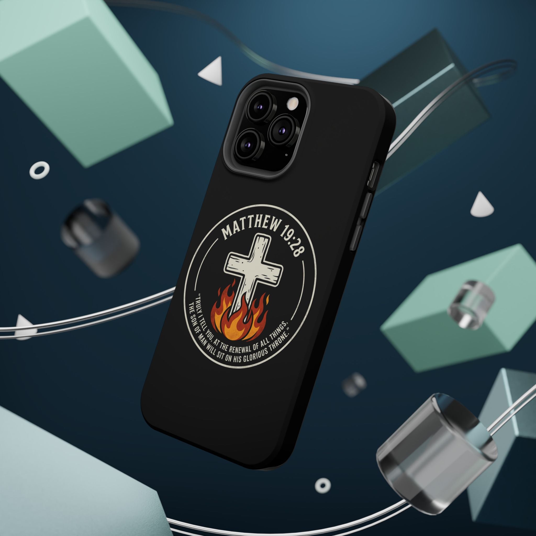 Matthew 19:28 with Cross Magnetic Impact-Resistant Cases