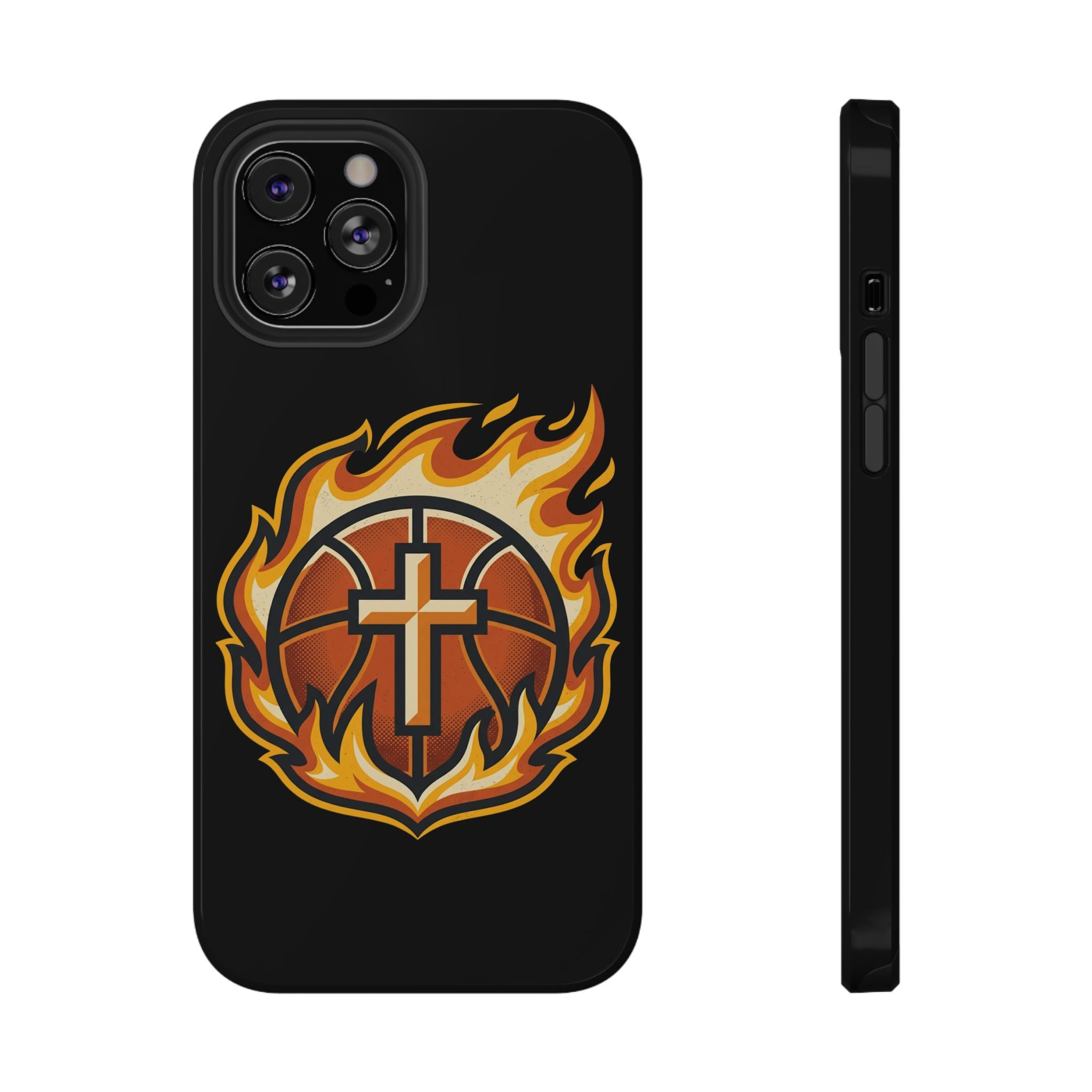 Basketball with cross and fire Impact-Resistant Cases