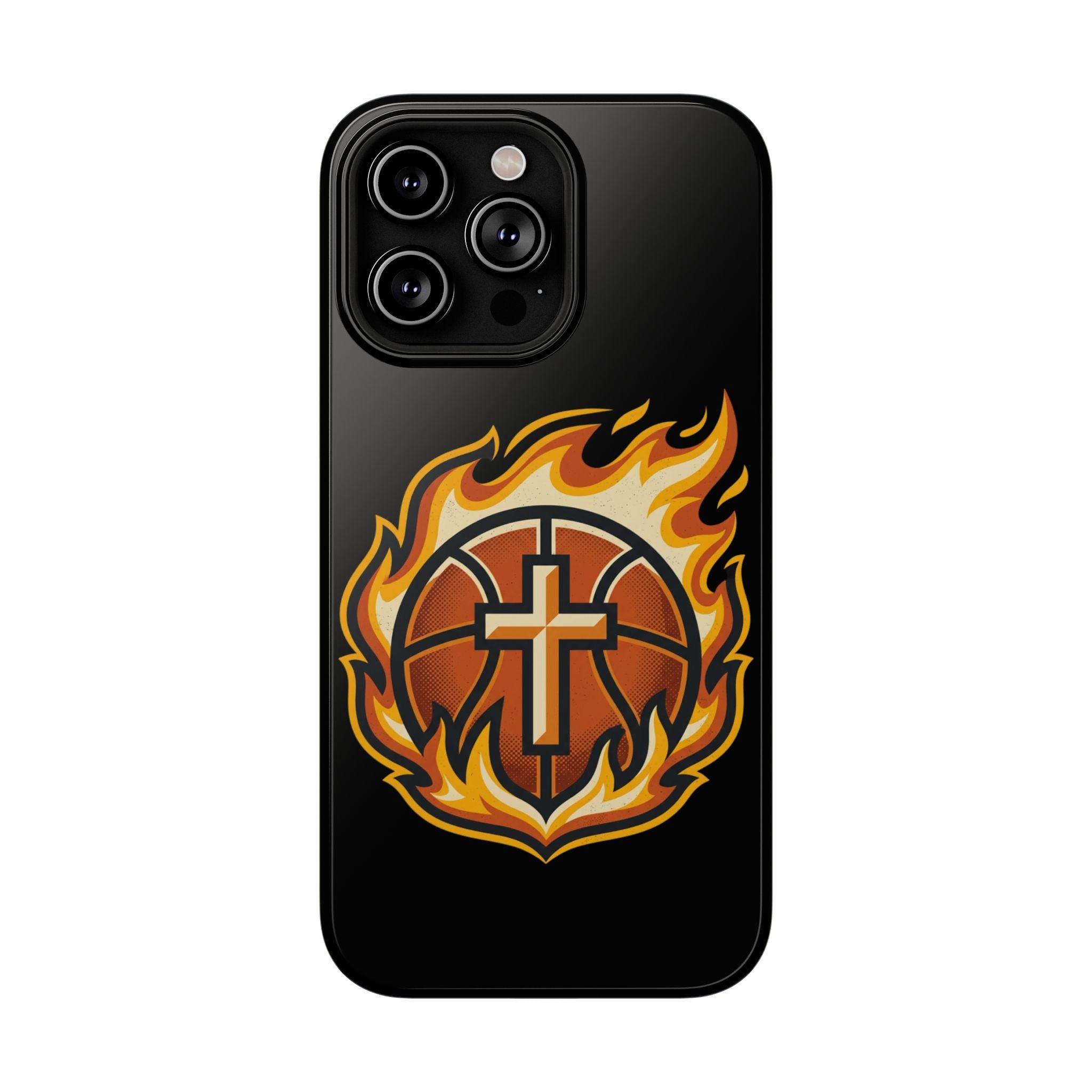 Basketball with cross and fire Impact-Resistant Cases