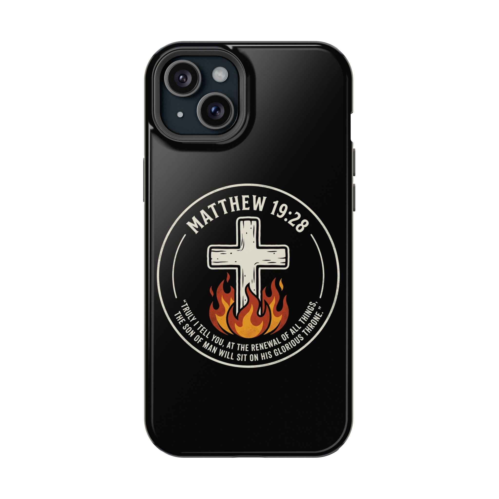Matthew 19:28 with Cross Magnetic Impact-Resistant Cases