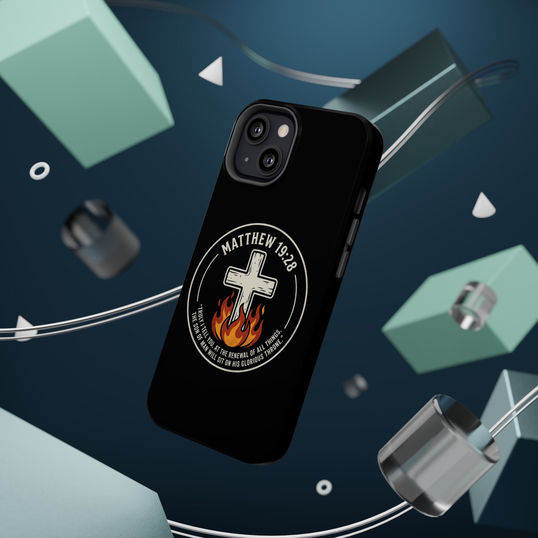 Matthew 19:28 with Cross Magnetic Impact-Resistant Cases