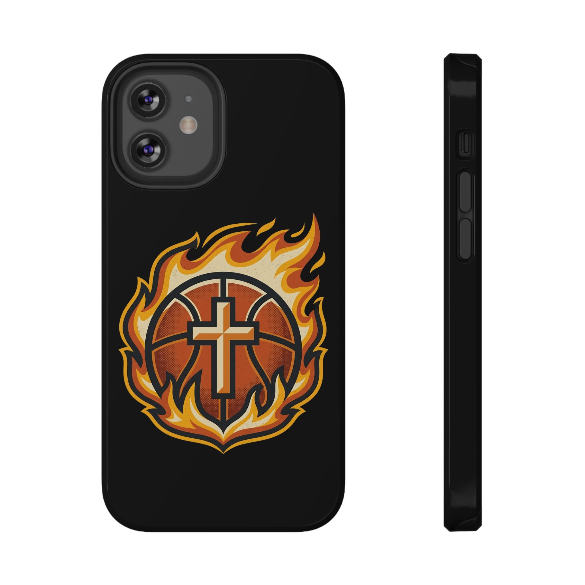 Basketball with cross and fire Impact-Resistant Cases