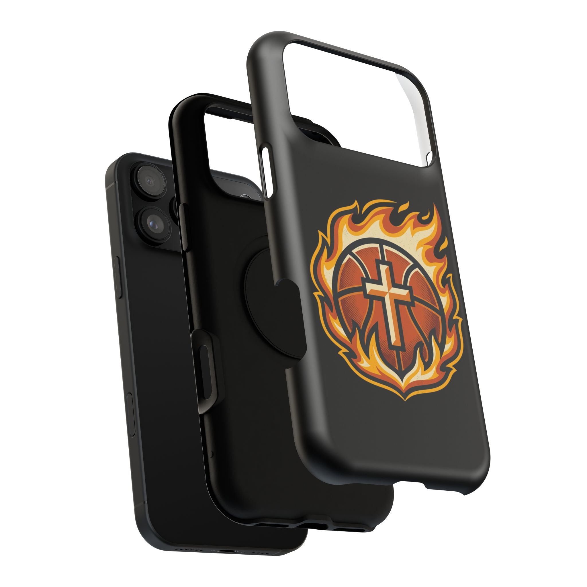 Basketball with cross and fire Impact-Resistant Cases