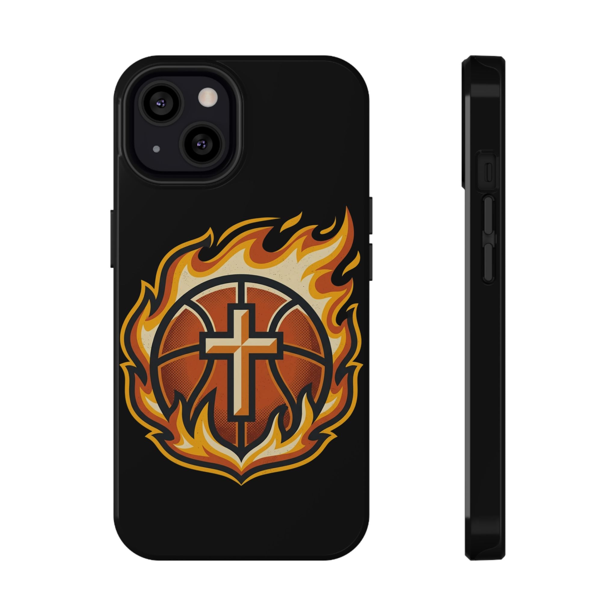Basketball with cross and fire Impact-Resistant Cases